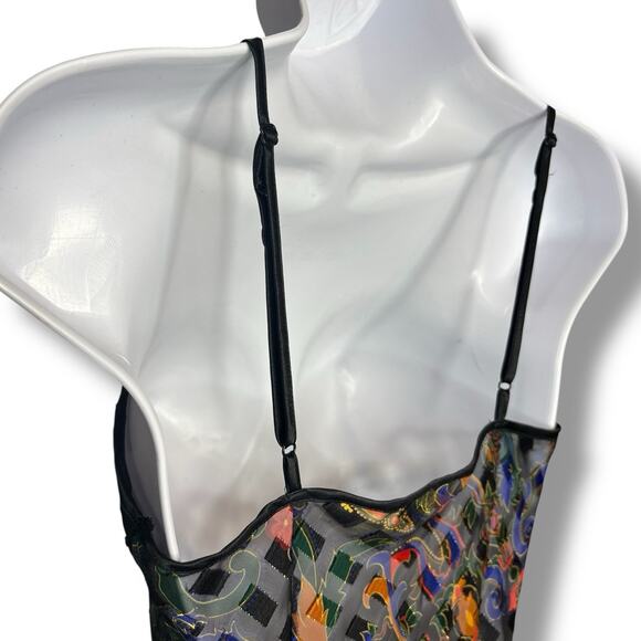 VTG Victoria's Secret Gold Label Chemise Bodysuit Small Floral Sheer Lingerie - Picture 4 of 10